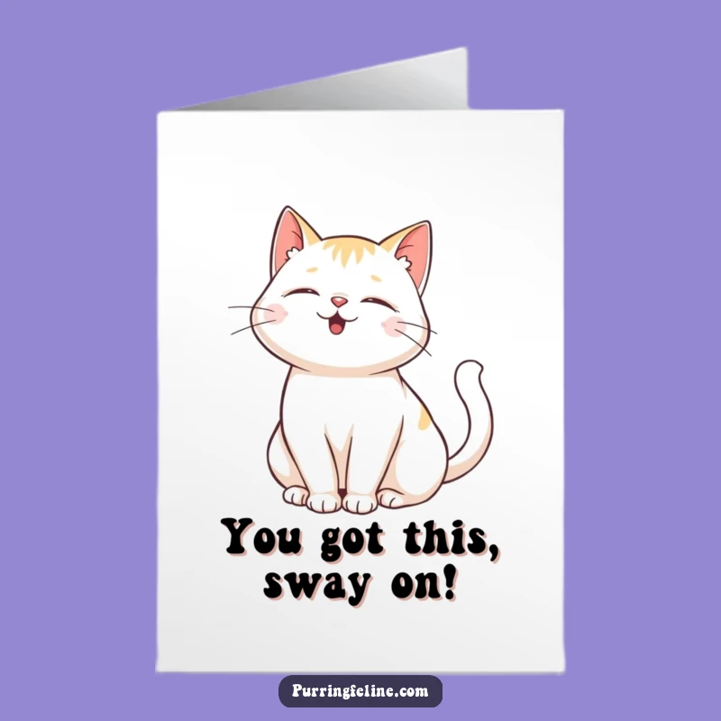 Free Printable Cat Congratulations Card: Happy Purring Cat Tail Sway Downloadable Gift