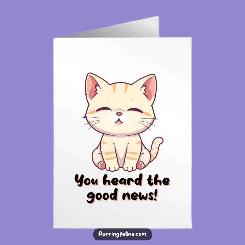 Free Printable Congrats Card: Listening Cat Cub, Focused Downloadable Celebration Art