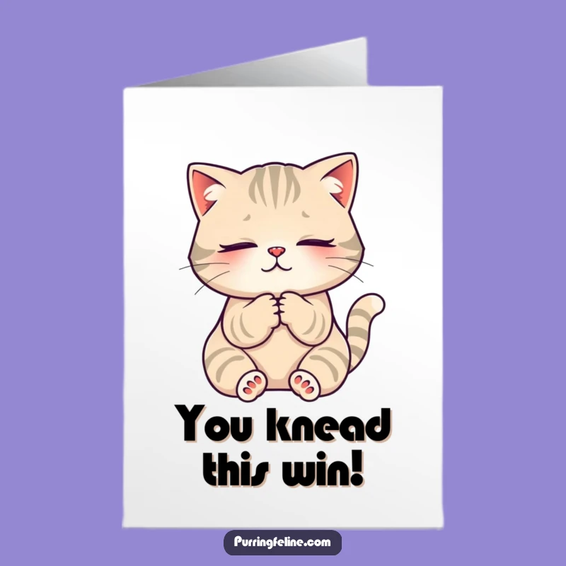 Free Printable Congrats Card: Happy Cat Kneading Paw Bliss! A Humorous DIY Downloadable Gift.