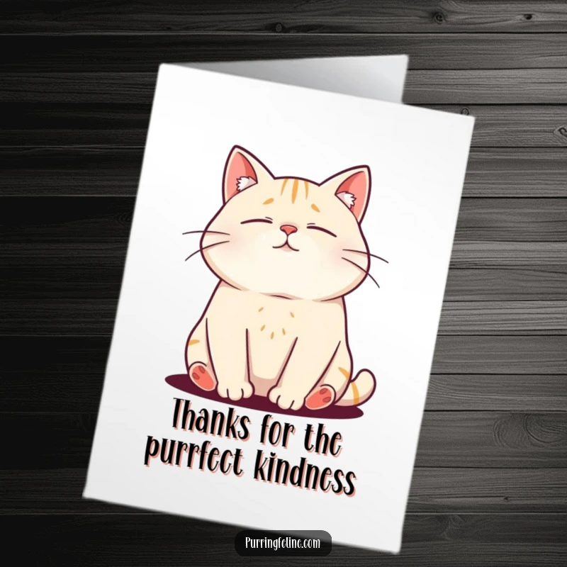 Funny Free Printable Thank You Card: A cat radiating peaceful purrs, a unique way to say thanks.