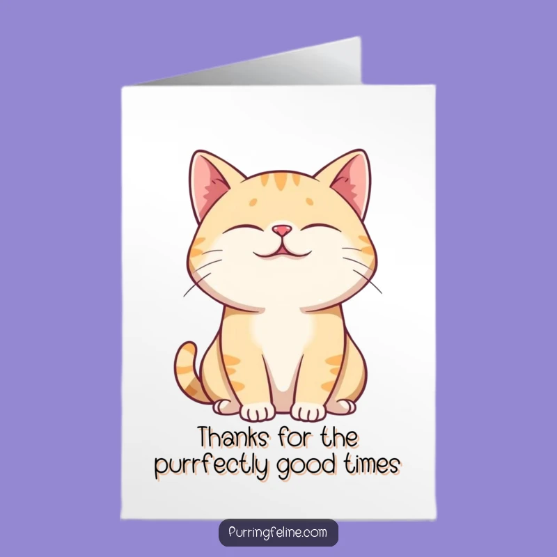 Free Printable Purring Cat Thank You Card: Relaxed Gratitude Downloadable