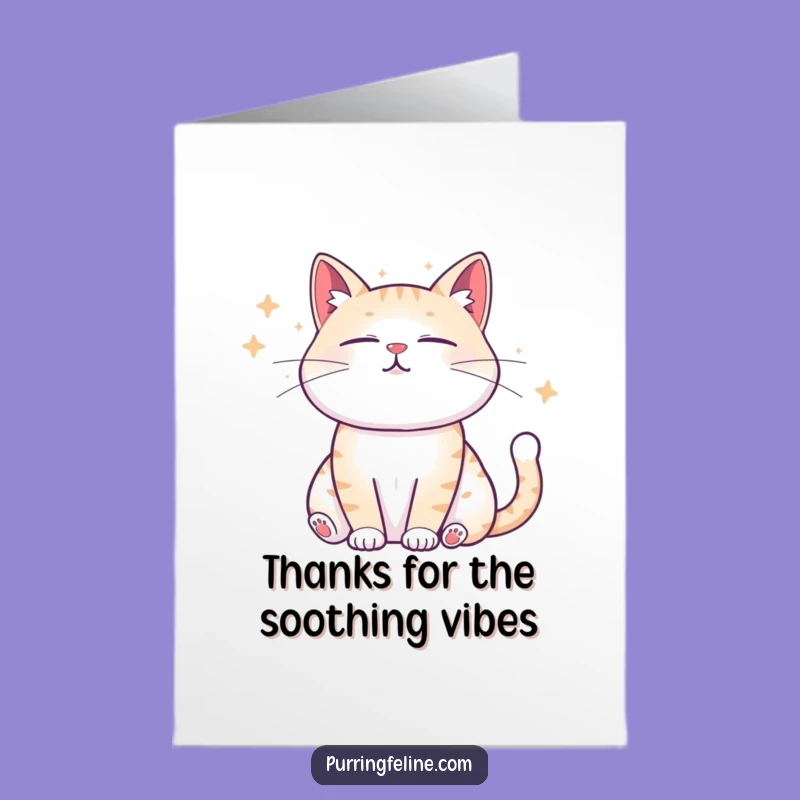 Free Printable Serene Cat Thank You Card: Sound Wave Gratitude Downloadable
