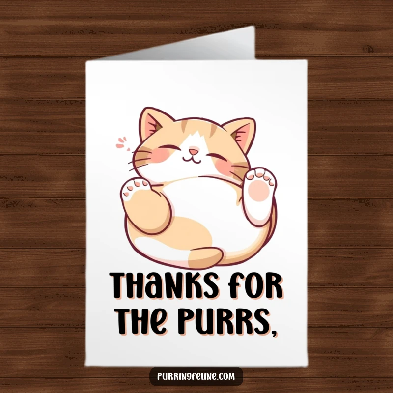 Funny Free Printable Thank You Card: A cat blissfully kneading the air, expressing joy and appreciation.