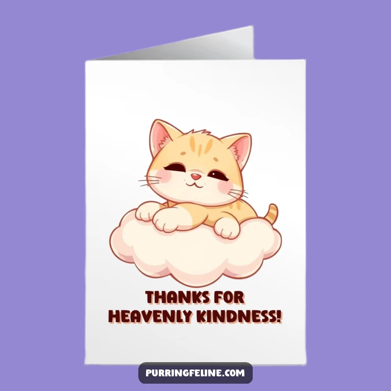 Free Printable Thank You Card: Relaxed Cat on Cloud - Grateful & Dreamy