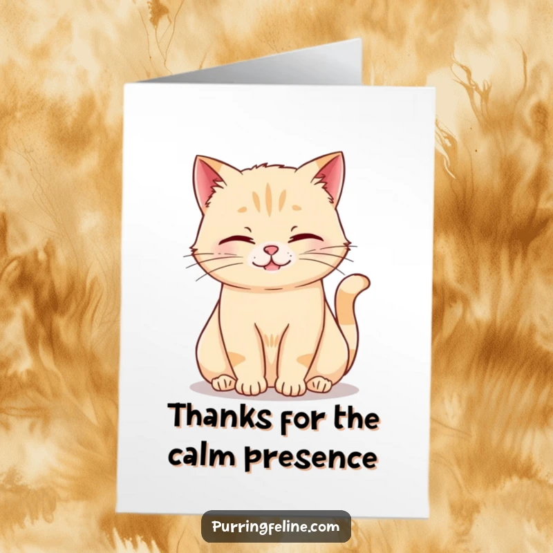 Funny Free Printable Thank You Card: Cat in a relaxed posture, emitting a soft, contented rumble.