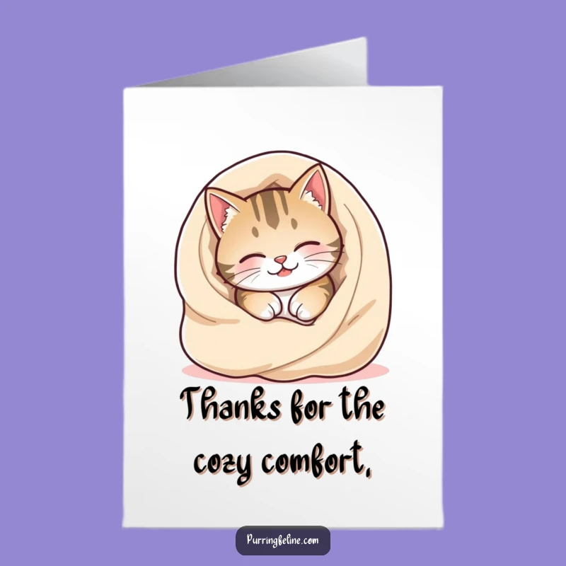 Free Printable Thank You Card: Snuggly Cat, Comforting Downloadable Gift of Gratitude