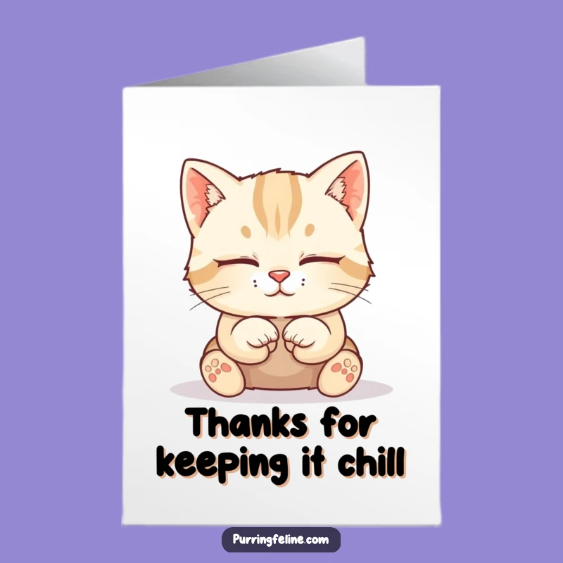 Free Printable Thank You Card: Calm Cat Cub, Peaceful Downloadable Gratitude