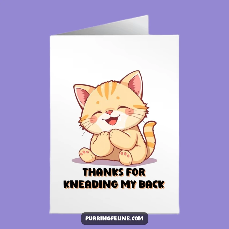 Free Printable Thank You Card: Happy Kneading Cat Cub, Sweet Downloadable Art