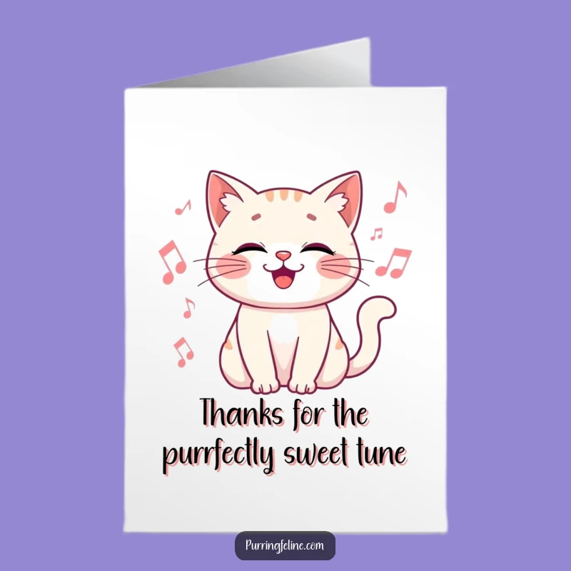 Free Printable Thank You Card: Happy Cat's Musical Thanks Funny Downloadable Gift