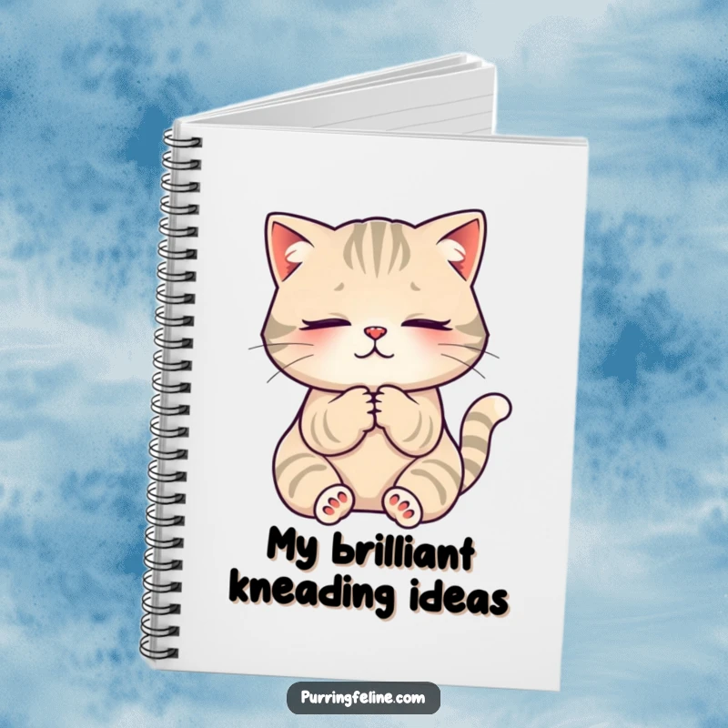 Funny Notebook: A beautifully serene cat kneading its paws, ready to inspire your notes and creative writing.