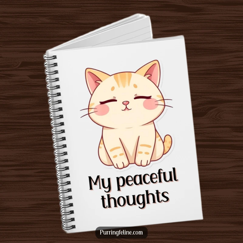 Funny cat notebook, cat with eyes closed, radiating contentment, humorous stationery for note-taking, ideal funny gift.