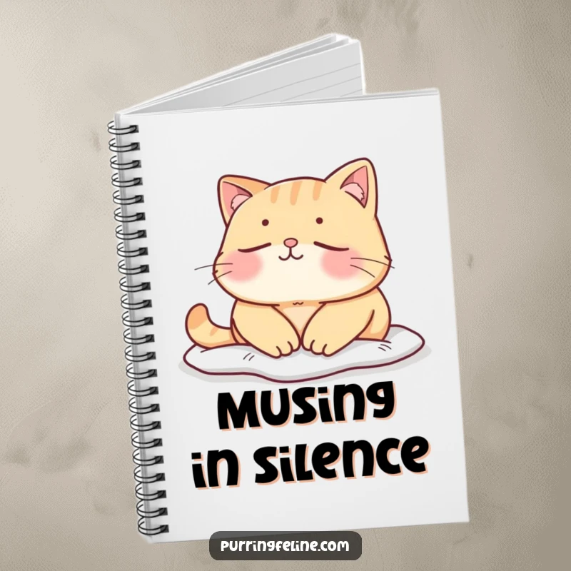 Funny mellow cat notebook, a cat enjoying a peaceful, quiet moment, inspiring calm thoughts and entries.