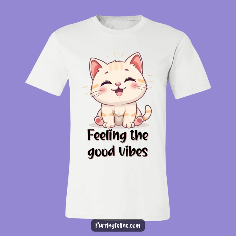 Funny Happy Cat Cub Vibrations Tee - Feel-Good Humorous Apparel