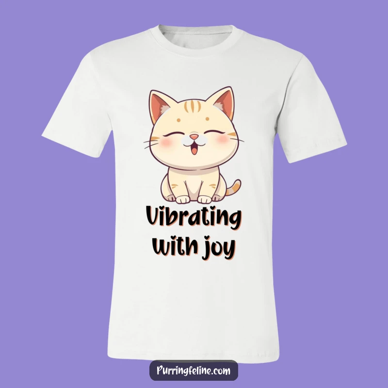 Funny Content Cat Vibrating T-Shirt: Blissful Feline Zen, Humorous Gift