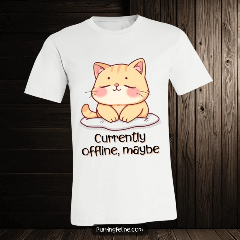 Funny mellow cat t-shirt, a cat enjoying a peaceful, quiet moment, embodying ultimate relaxation and serenity.