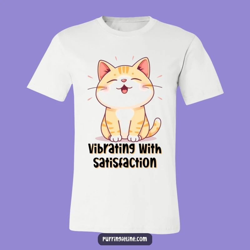 Funny Satisfied Cat T-Shirt - Vibration Tee, Perfect Cat Lover Gift