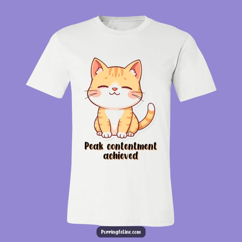 Funny Contented Cat T-Shirt: Gentle Smile Design, Hilarious Calm Gift