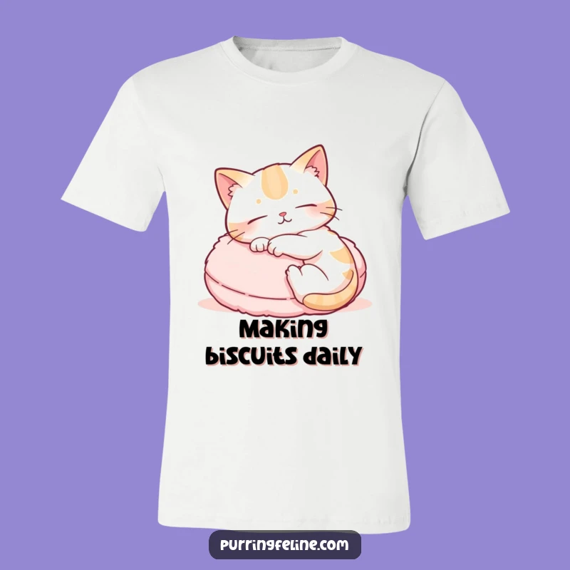 Soft Funny T-Shirt: Relaxed Cat Kneading Design, Comfy Gift