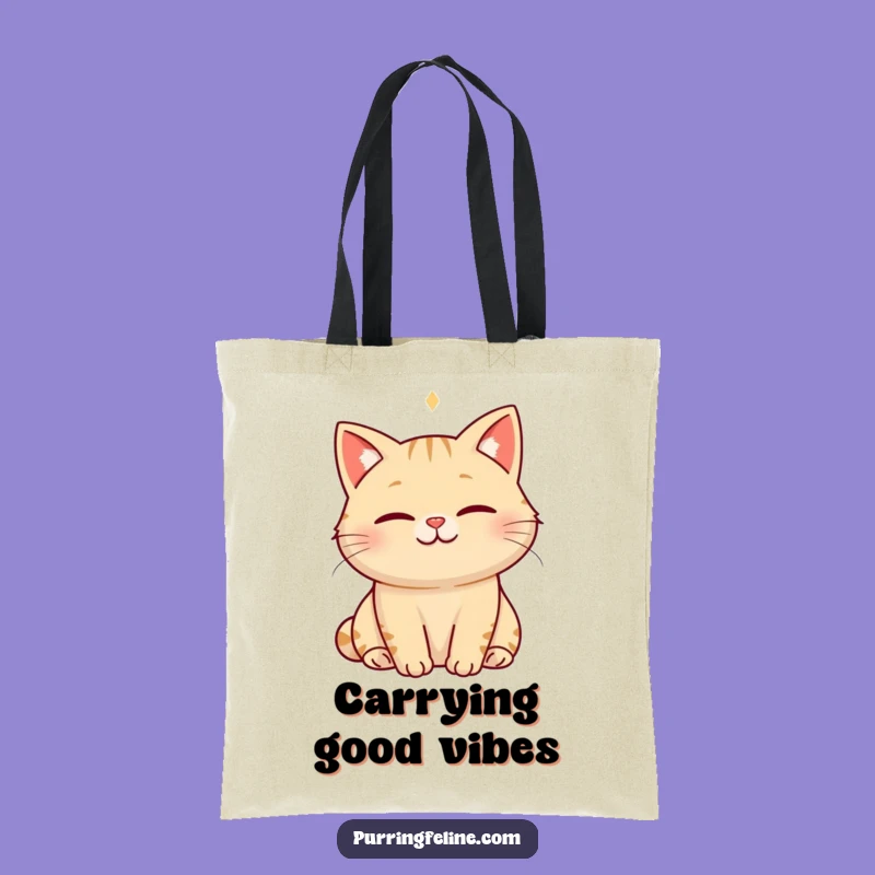 Funny Serene Cat Tote Bag: Carry Your Calm with a Happiness Hum - A Stylish Gift