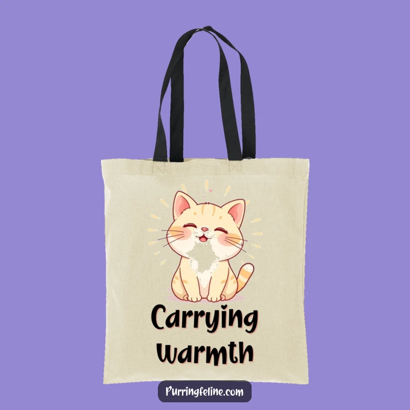Funny Warm Purring Cat Tote Bag - Hum Canvas Bag, Ideal Cat Gift