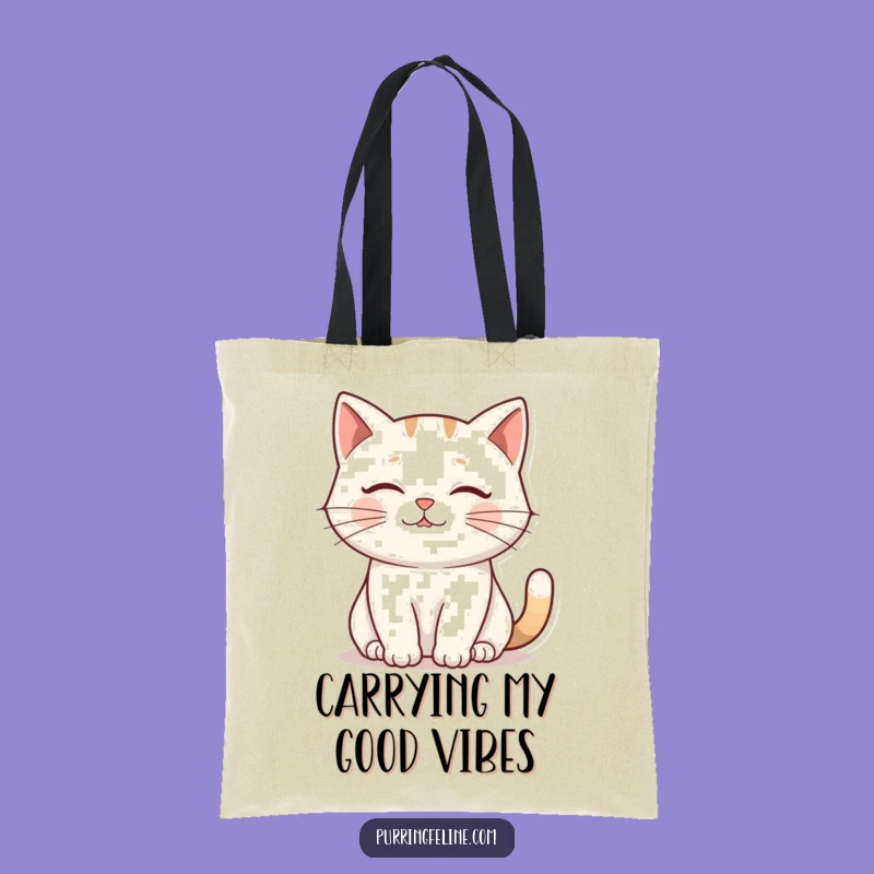 Funny Cat Ripple Tote Bag - Gentle Purr Canvas Bag, Ideal Cat Gift