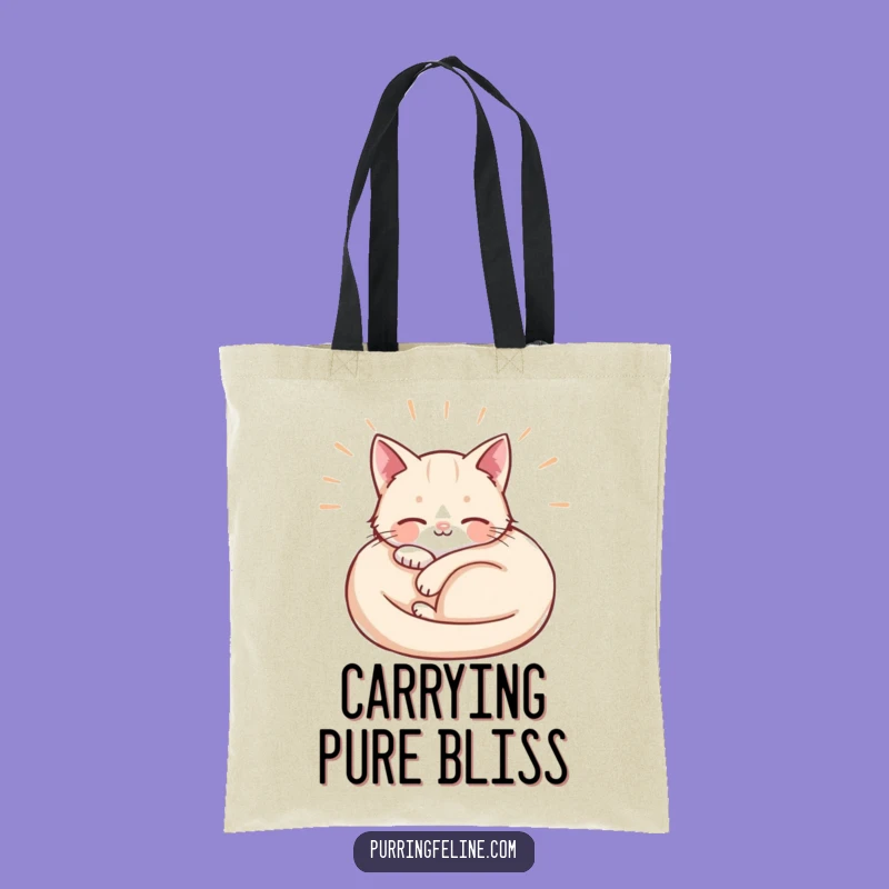 Funny Contentment Waves Tote Bag: Peaceful Charm, Perfect Funny Gift for Cat Lovers