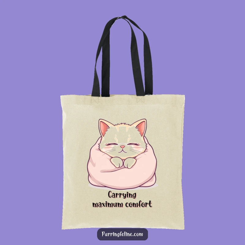 Funny Cozy Cat Purr Tote Bag - Carry Your Comfort Everywhere!