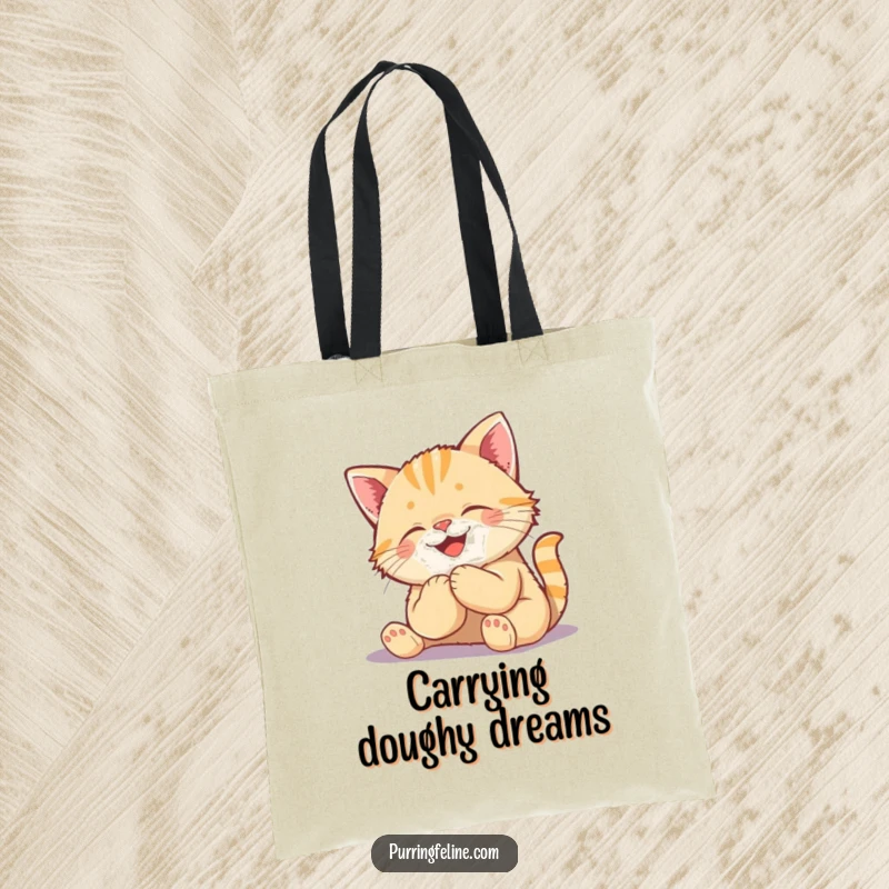 Funny Kneading Cat Cub Tote Bag - a delightful kitten busy making biscuits, perfect for carrying your happy essentials.