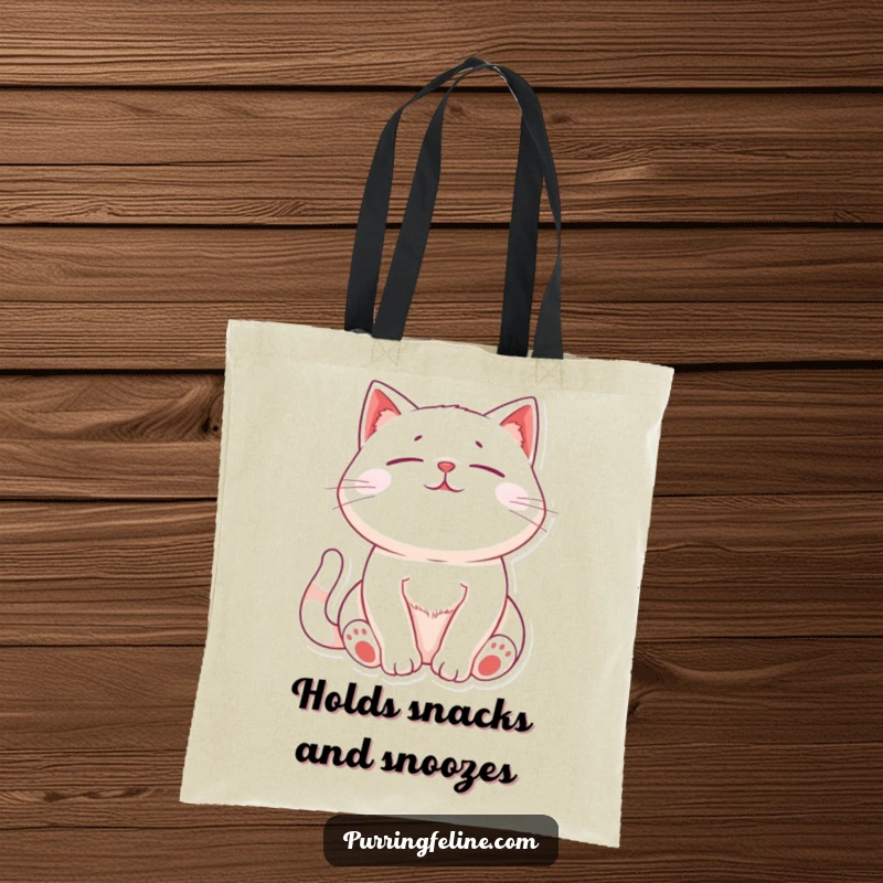 Funny Relaxed Cat Tote Bag: A sturdy tote featuring a cat whose chest gently rises and falls with peaceful purrs.
