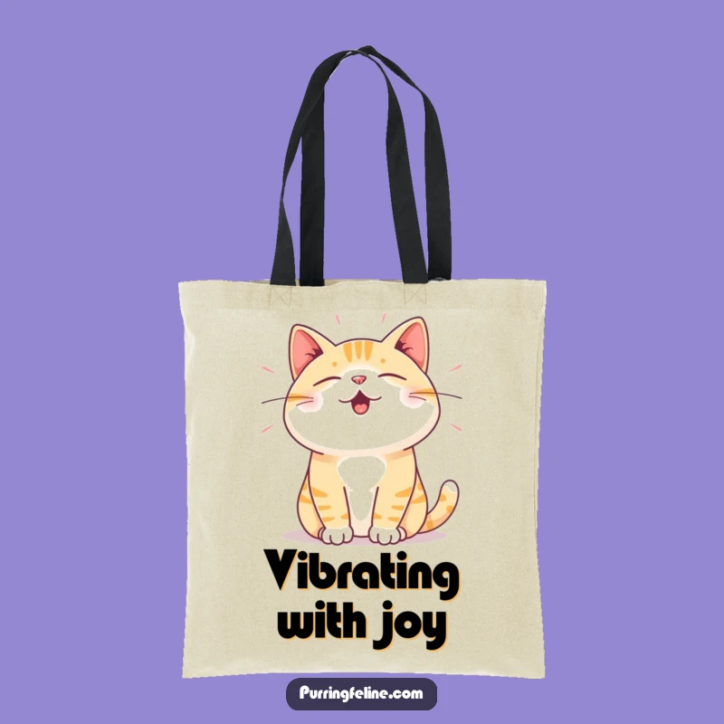 Funny Satisfied Cat Tote Bag - Vibration Canvas Bag, Ideal Cat Gift